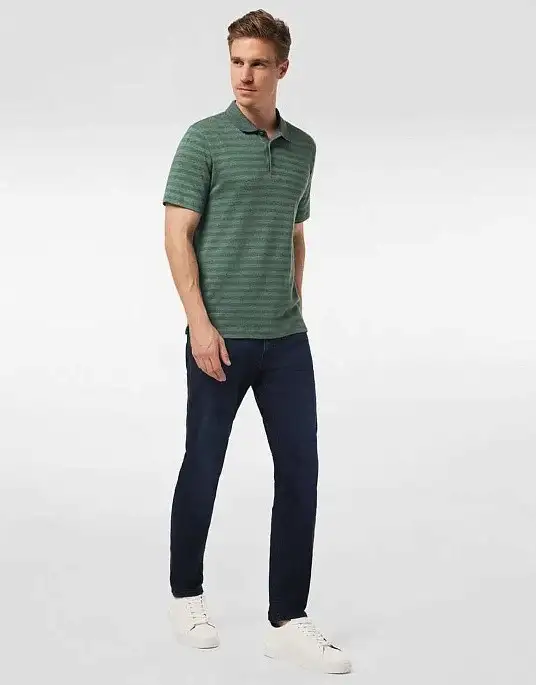 Поло Pierre Cardin из коллекции Future Flex в зелёном цвете, в полоску