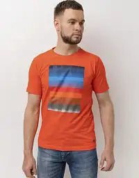 Футболка Pierre Cardin з колекції Future Flex в помаранчевому кольорі з принтом