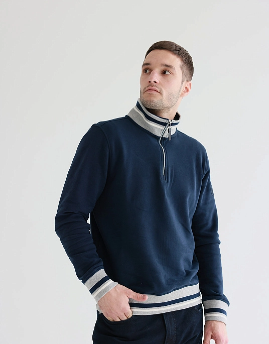 Кофта Pierre Cardin з коміром на блискавці у синьому кольорі