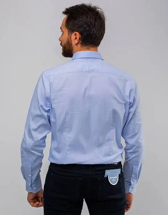 Shirt mens textured series Future Flex in blue color from Pierre Cardin