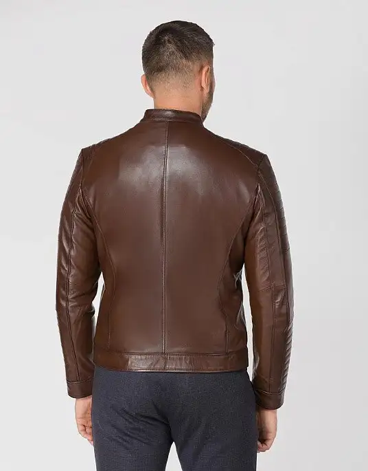 Шкіряна куртка Pierre Cardin в коричневому кольорі