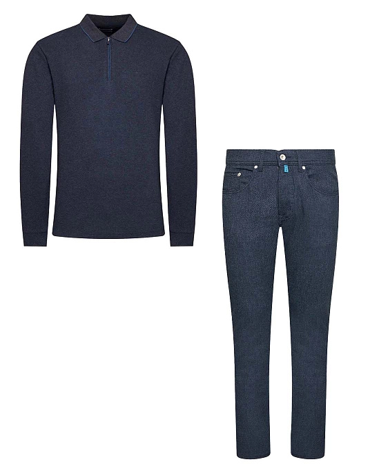 Gift set from Pierre Cardin polo with long sleeves + trousers/flats