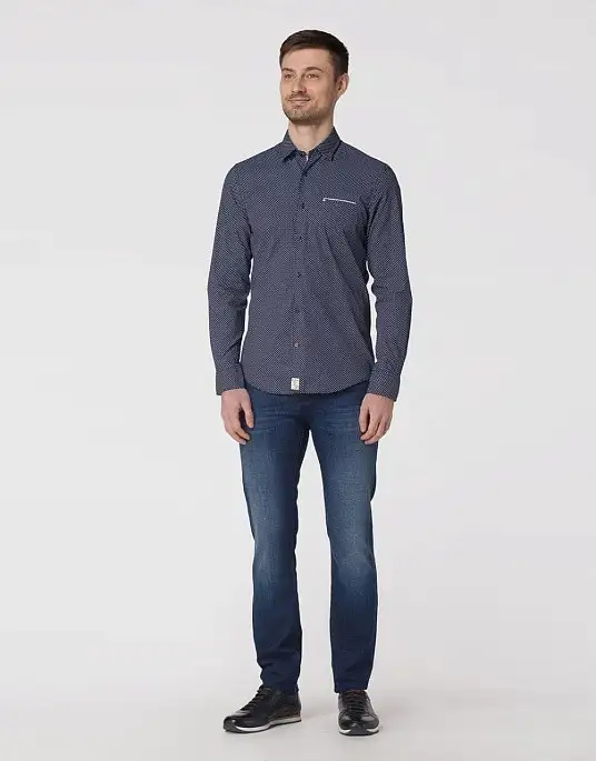Сорочка Pierre Cardin із серії Denim Story у синьому кольорі з візерунком