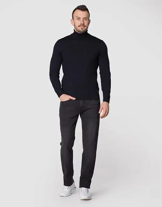 Фактурный гольф Pierre Cardin из коллекции Future Flex в темно-синем цвете