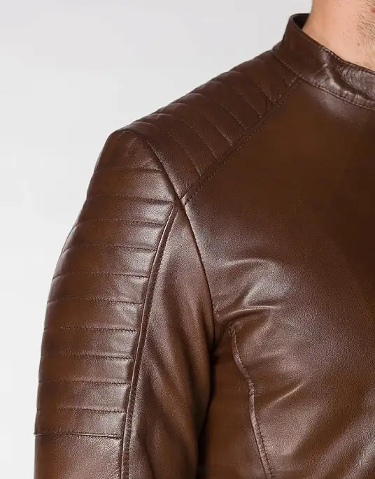 Шкіряна куртка Pierre Cardin в коричневому кольорі