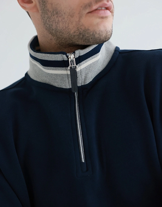 Кофта Pierre Cardin з коміром на блискавці у синьому кольорі