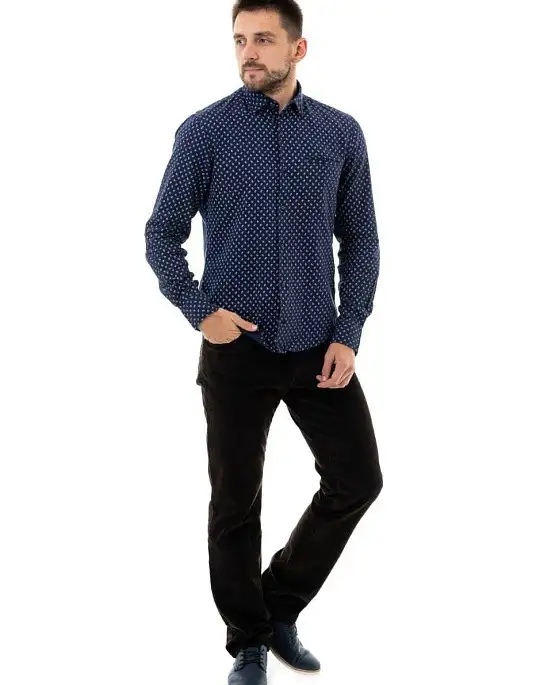 Рубашка Pierre Cardin из коллекции Denim Academy в синем цвете с узором