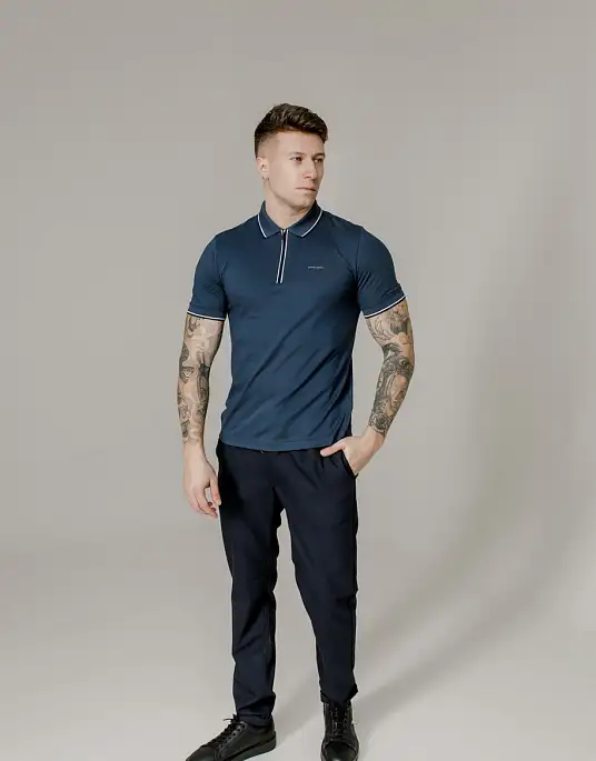 Pierre Cardin blue zipped polo shirt