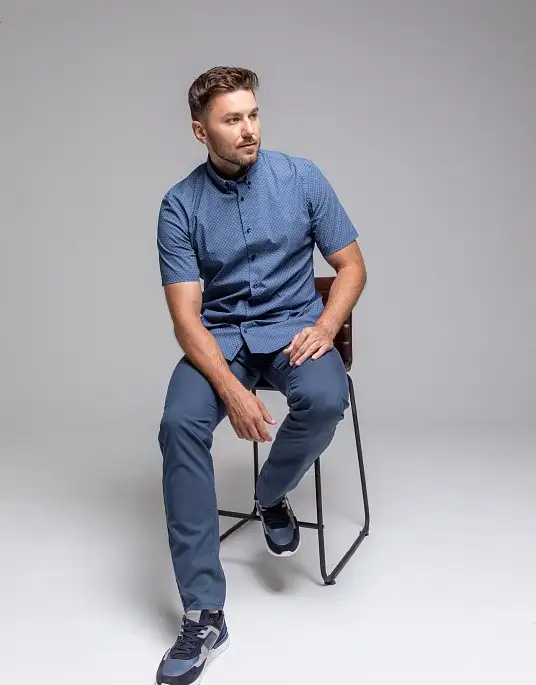 Сорочка Pierre Cardin із колекції Future Flex з коротким рукавом у синьому кольорі