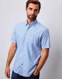 Рубашка с коротким рукавом  PIerre Cardin из коллекции Denim Academy  в голубом цвете