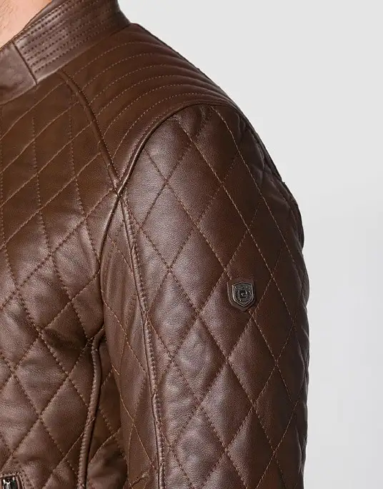 Куртка кожаная Pierre Cardin в коричневом цвете