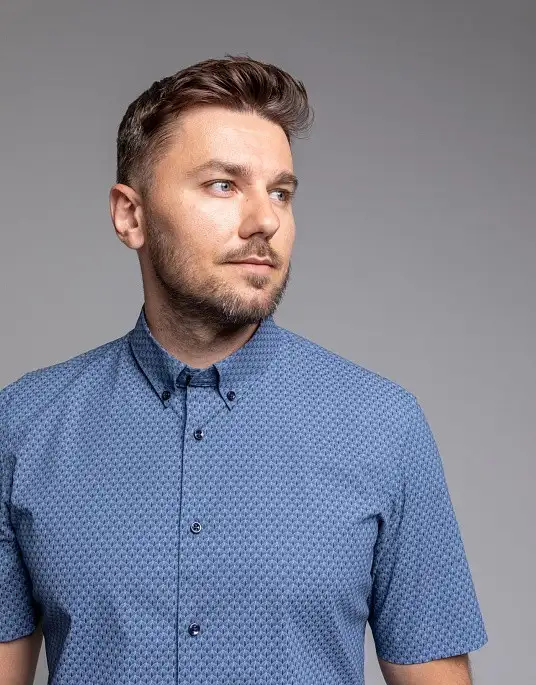 Сорочка Pierre Cardin із колекції Future Flex з коротким рукавом у синьому кольорі