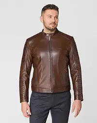 Шкіряна куртка Pierre Cardin в коричневому кольорі