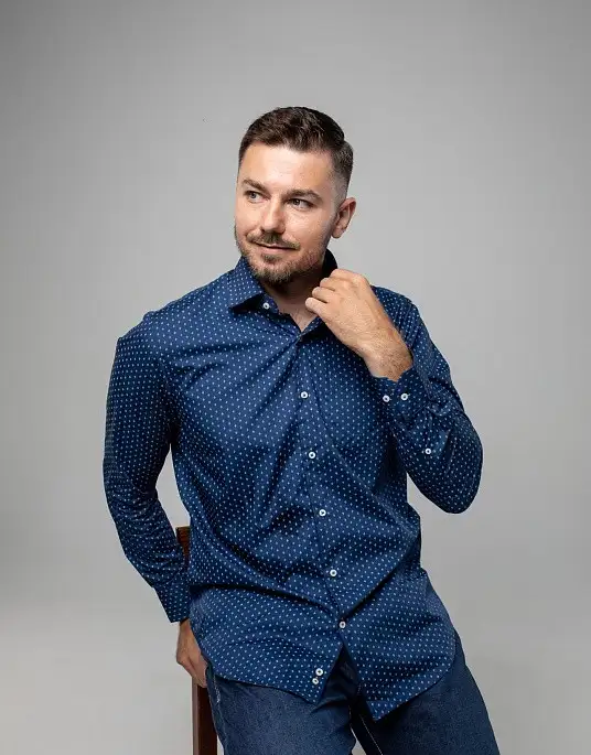 Pierre Cardin shirt in blue color with print
