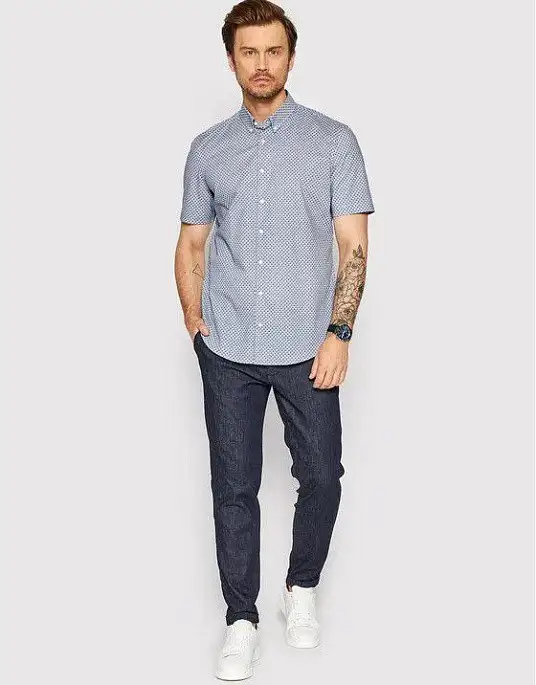 Pierre Cardin shirt from the Future Flex collection with short sleeves in blue