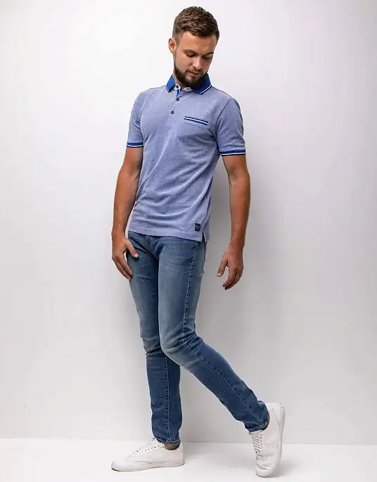 Чоловіча футболка - поло Air Touch в синьому кольорі від Pierre Cardin