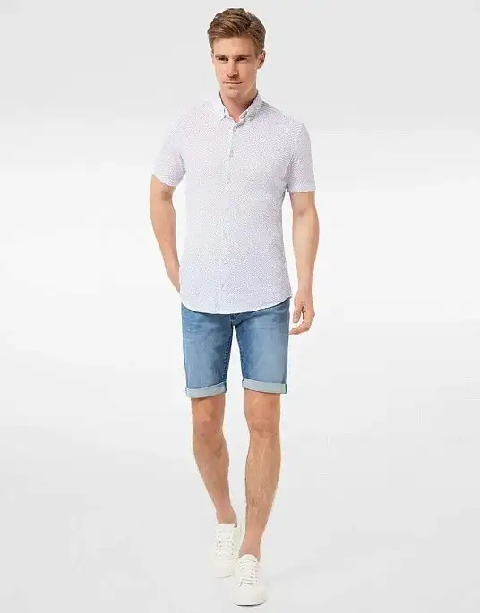 Рубашка Pierre Cardin из коллекции Future Flex с коротким рукавом в белом цвете