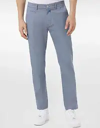Pierre Cardin trousers - flats with a slant pocket from the Future Flex collection in a blue shade