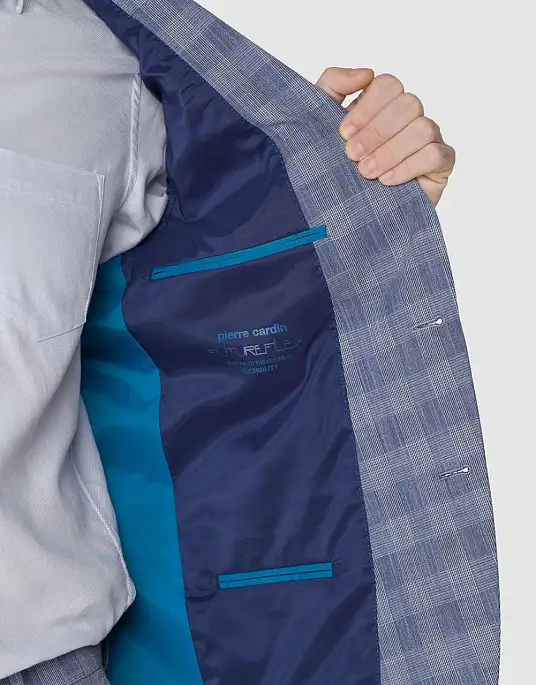 Pierre Cardin suit from the Future Flex collection in blue plaid