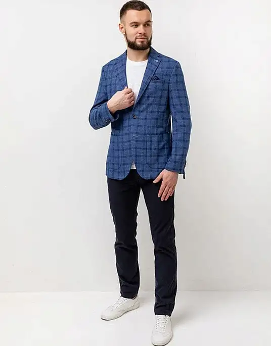 Піджак Pierre Cardin з колекції Future Flex в синьому кольорі в клітку