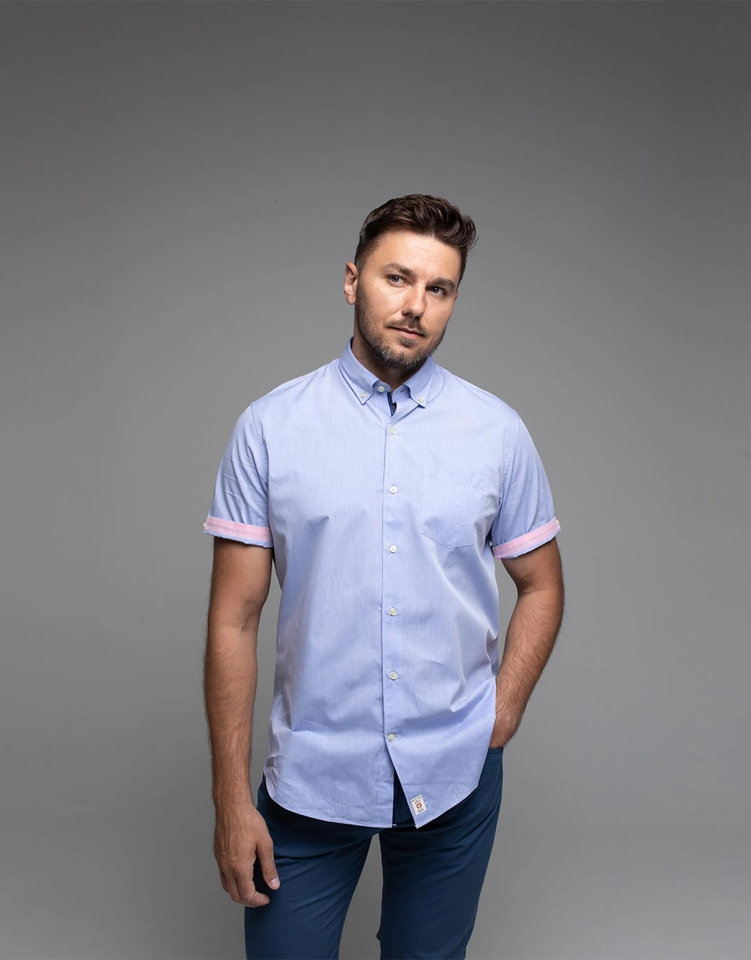Pierre Cardin short sleeve shirt in blue 26712 9001 53883